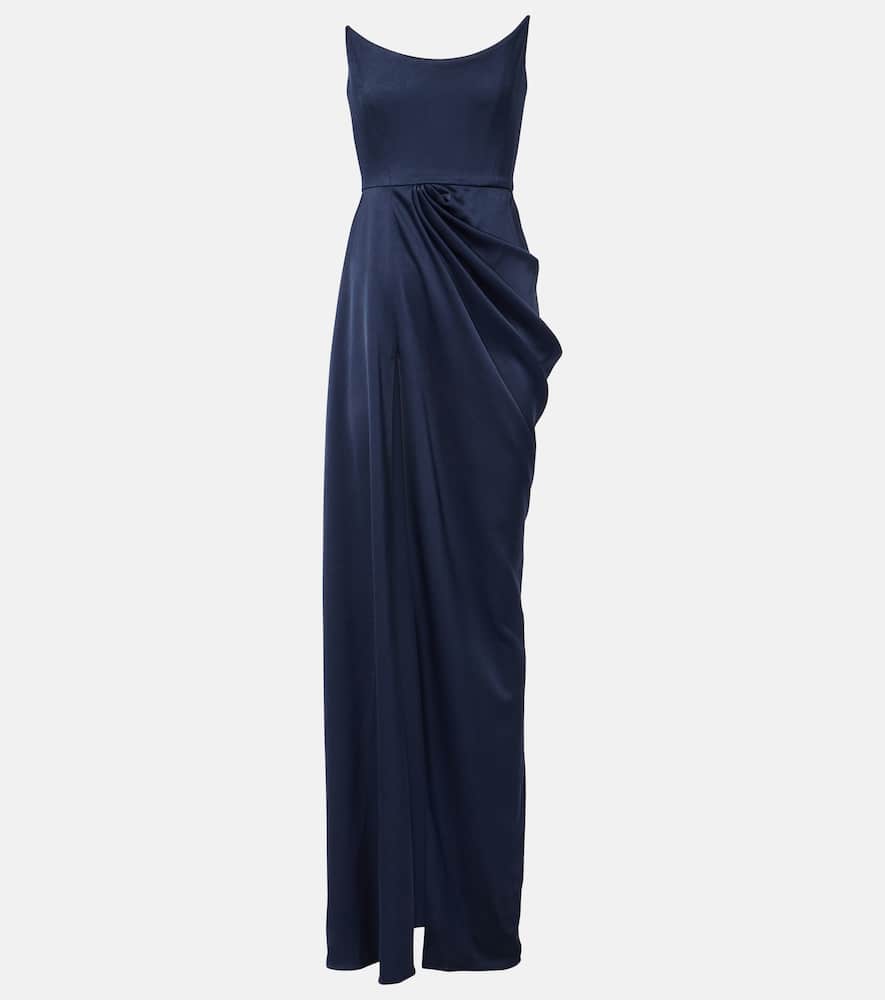 Draped satin bustier gown