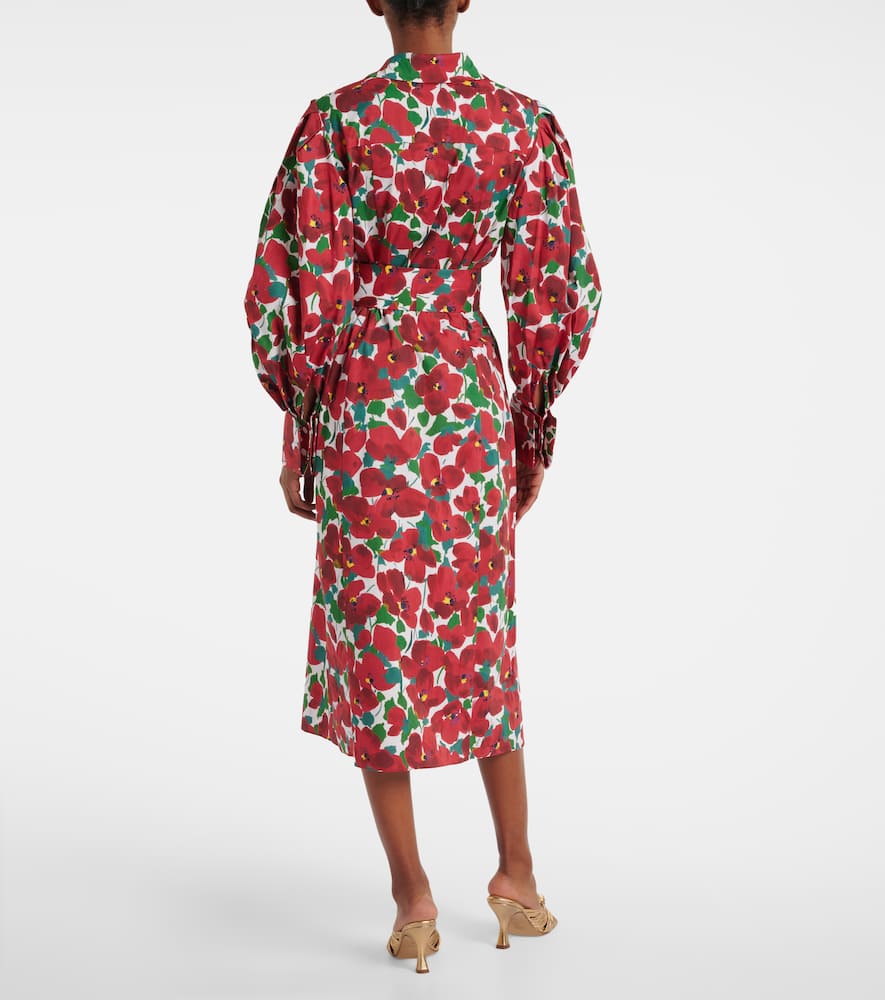 Carolina Herrera Floral Cotton-blend Shirt Dress In Red