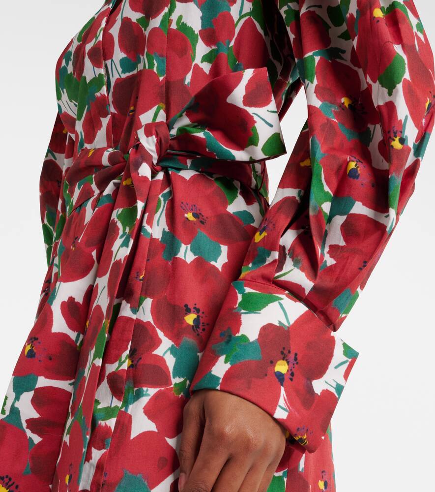 Carolina Herrera Floral Cotton-blend Shirt Dress In Red