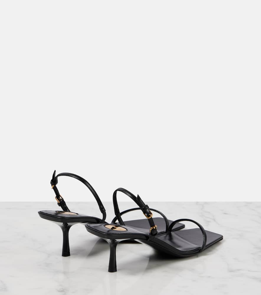 Saint Laurent Jaspe Leather Sandals In Noir