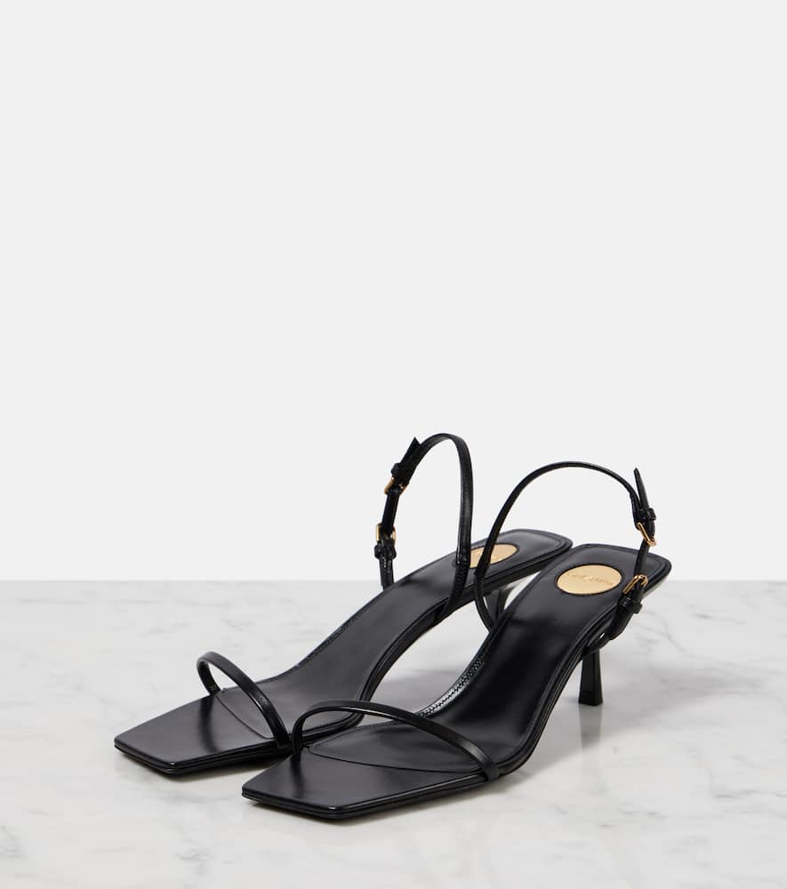 Saint Laurent Jaspe Leather Sandals In Noir