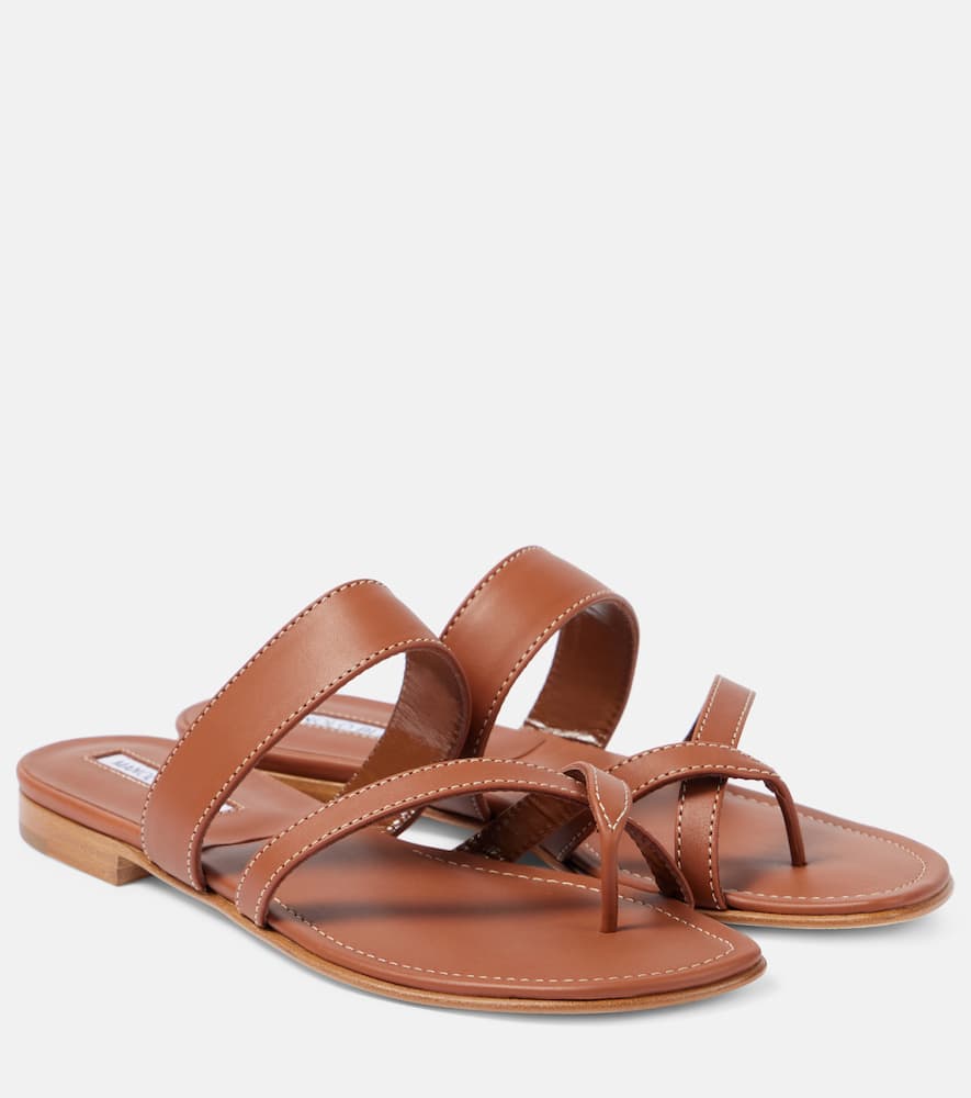 Manolo Blahnik Sandalen Susacru Aus Leder In Braun