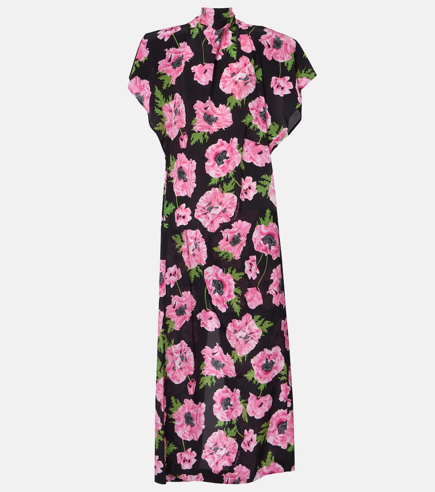 Floral printed silk maxi dress