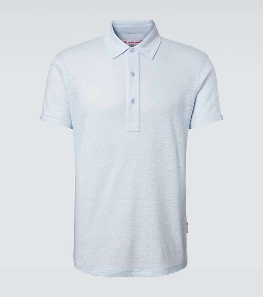 Orlebar Brown Sebastian Linen Jersey Polo Shirt In Blue