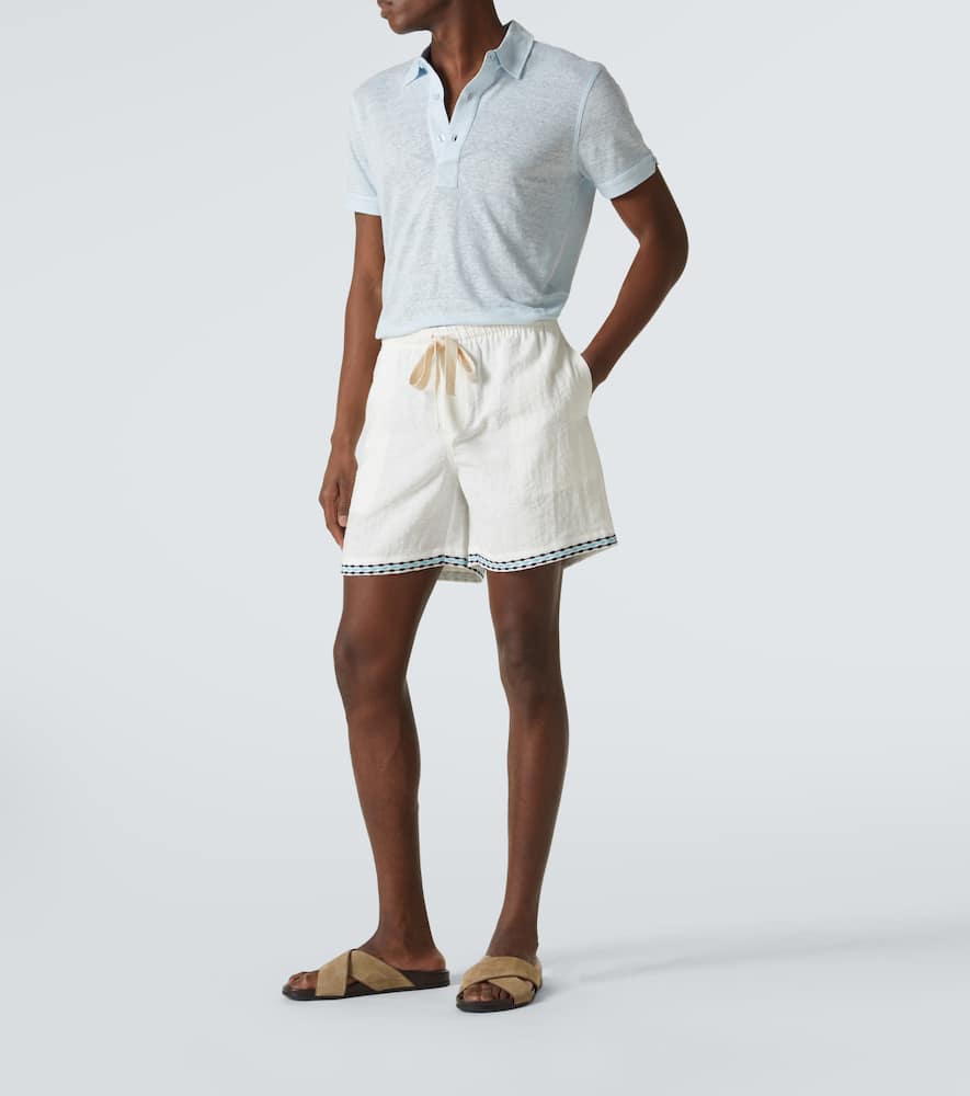 Orlebar Brown Sebastian Linen Jersey Polo Shirt In Blue