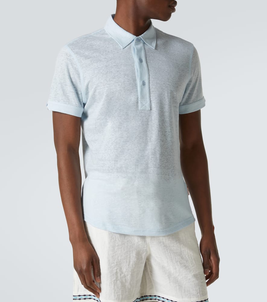 Orlebar Brown Sebastian Linen Jersey Polo Shirt In Blue