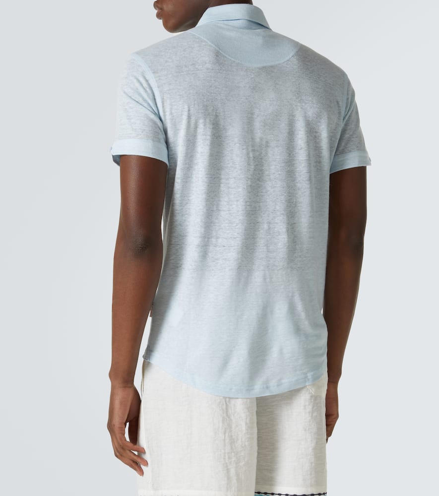 Orlebar Brown Sebastian Linen Jersey Polo Shirt In Blue