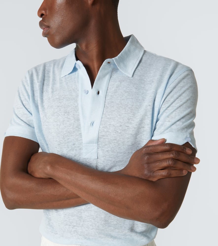Orlebar Brown Sebastian Linen Jersey Polo Shirt In Blue