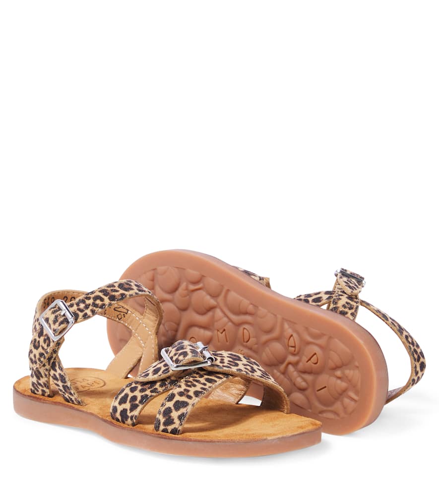 Pom D'api Plage-air Crossy Leather Sandals In Mini Leo Sahara