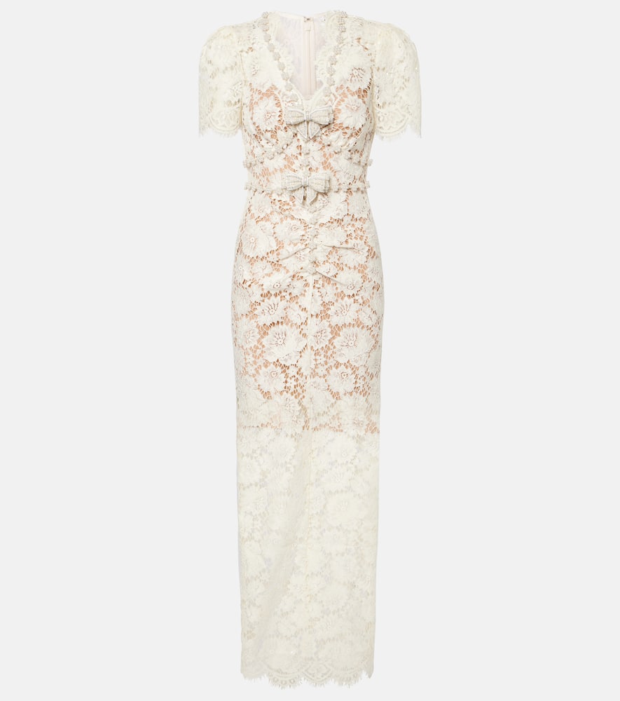 Self-portrait Women's Fine Lace Midi Dress In Beige