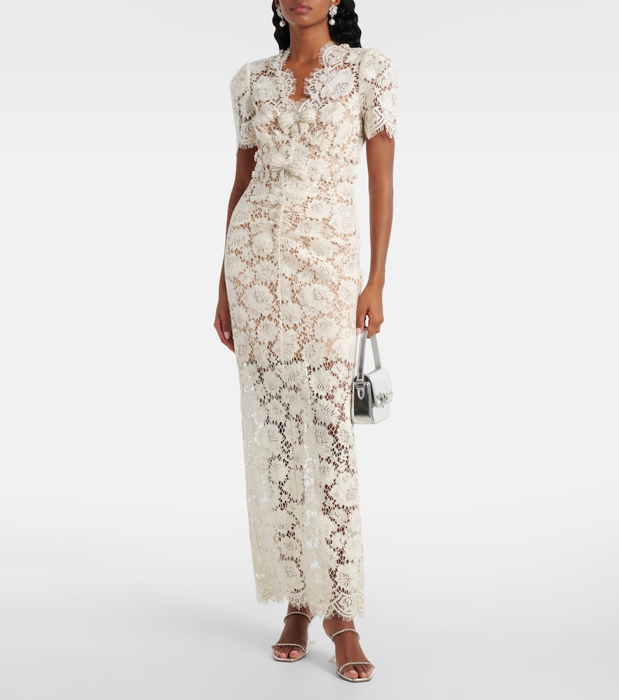 Self-portrait Women's Fine Lace Midi Dress In Beige
