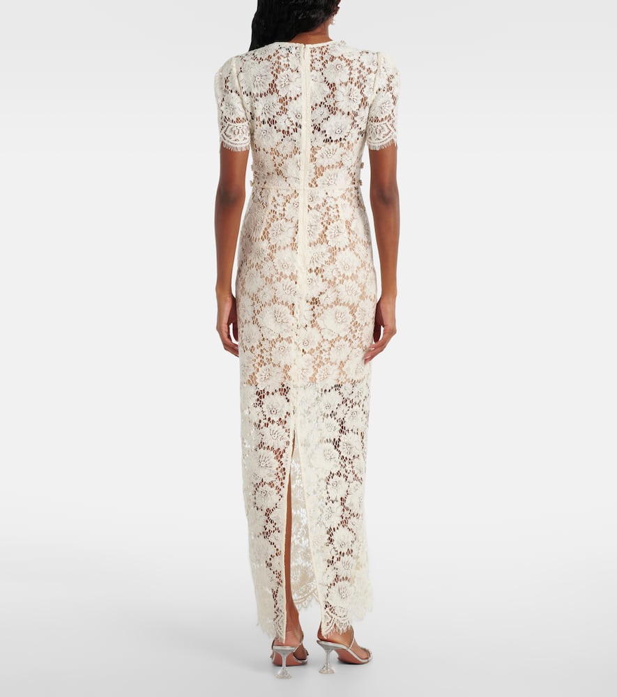 Self-portrait Women's Fine Lace Midi Dress In Beige