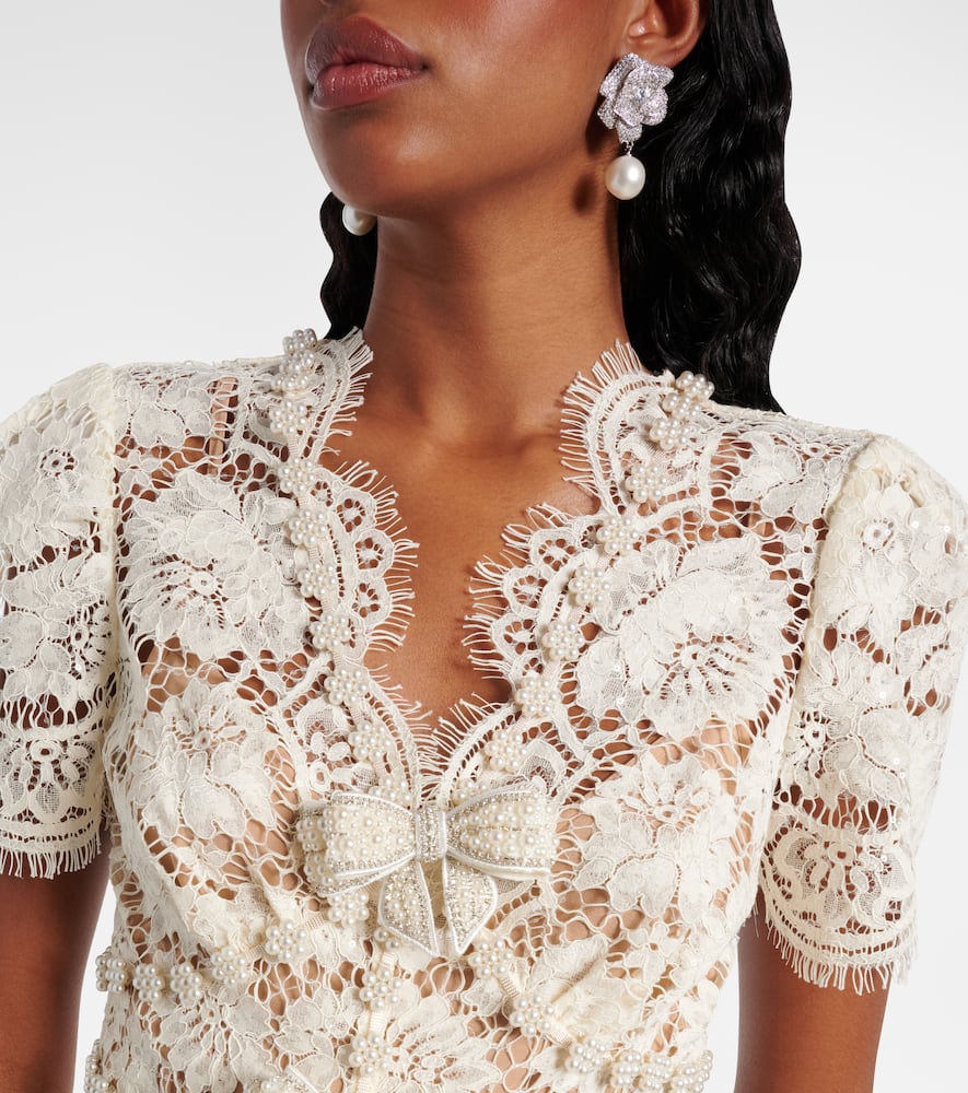 Self-portrait Women's Fine Lace Midi Dress In Beige