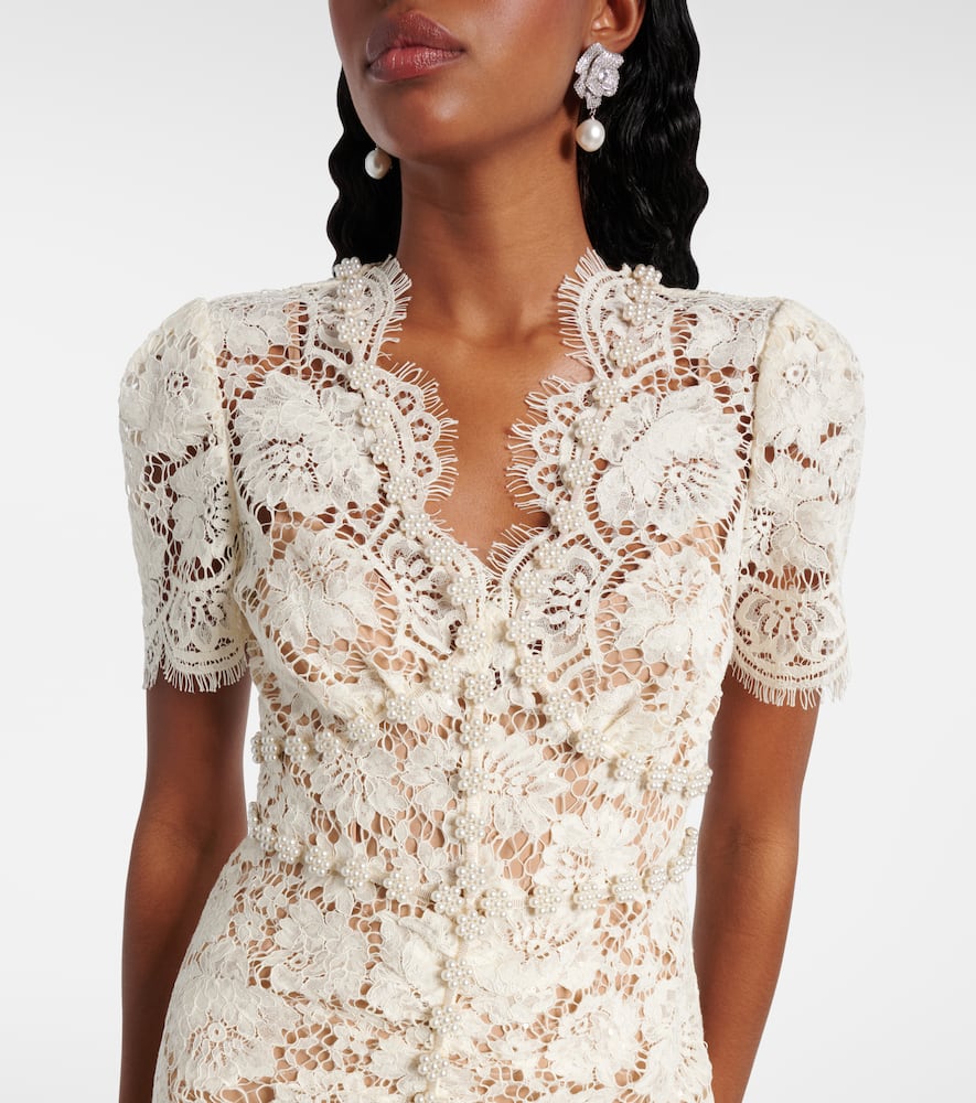 Self-portrait Women's Fine Lace Midi Dress In Beige