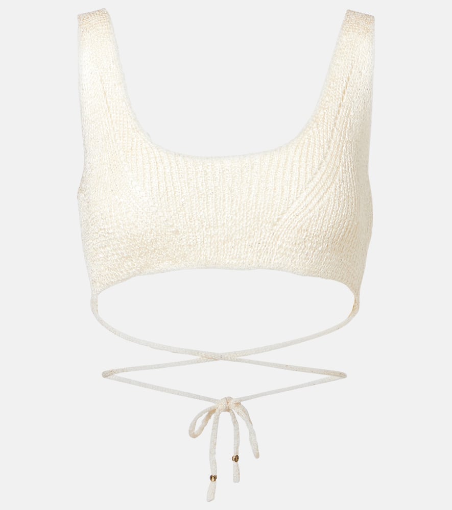Alma sequined knitted bikini top
