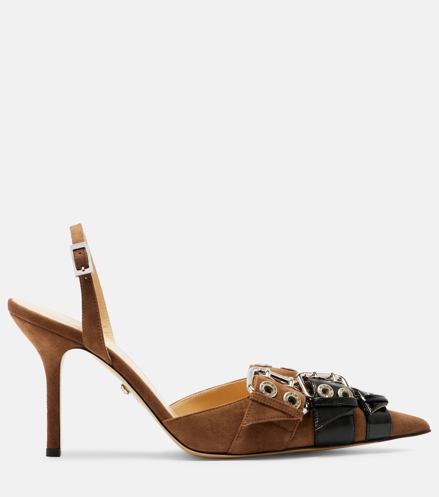  Mach & Mach Mach & Mach Buckle Belt 95 Suede Slingback Pumps 
