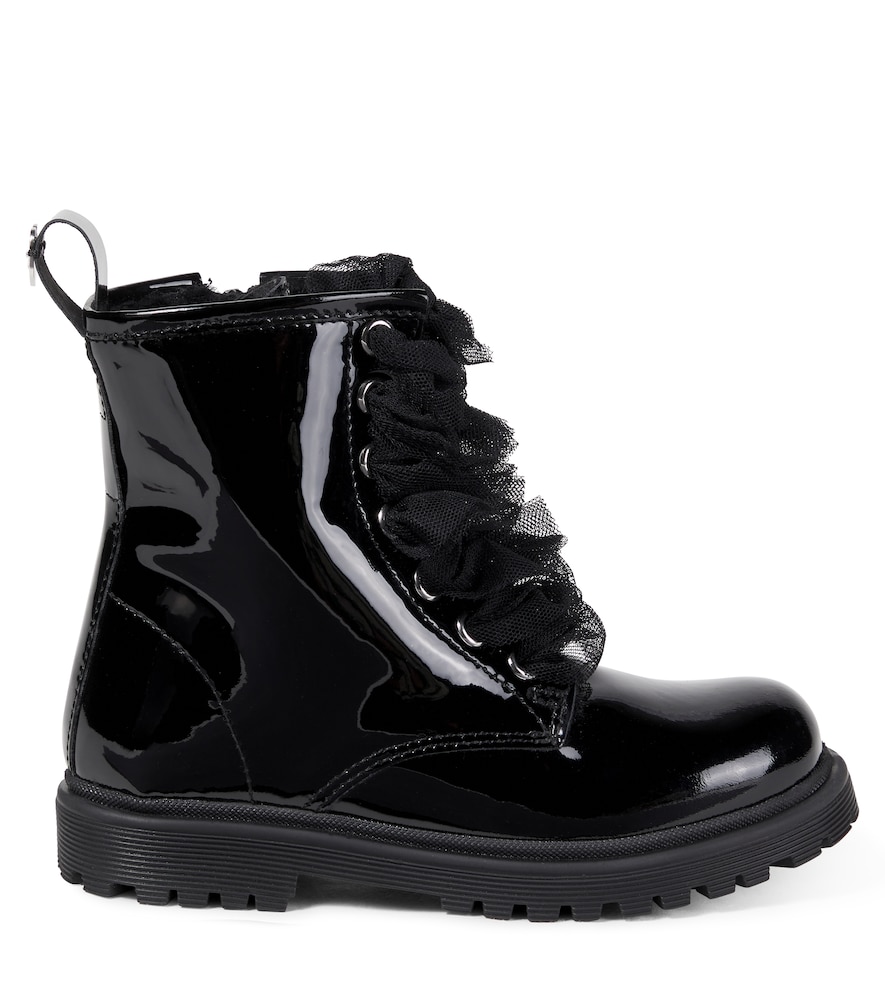  Monnalisa Monnalisa Shearling-lined Patent Leather Boots 