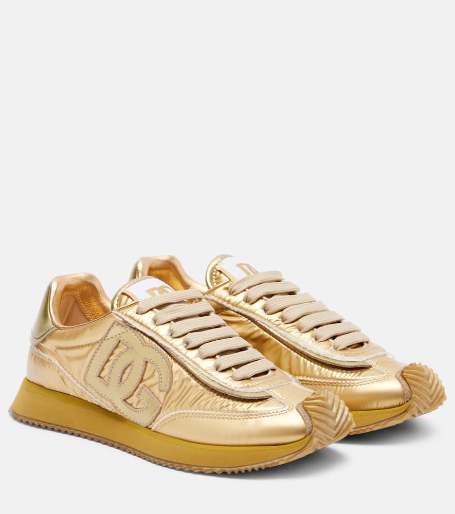 Dolce & Gabbana Dg Cushion Metallic Leather Sneakers In Gold