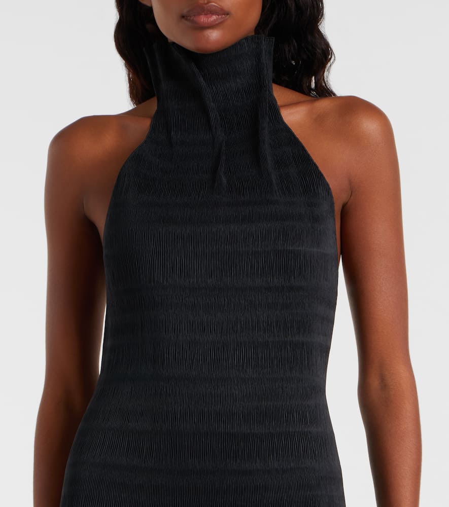 Magda Butrym Shirred Turtleneck Top In Black