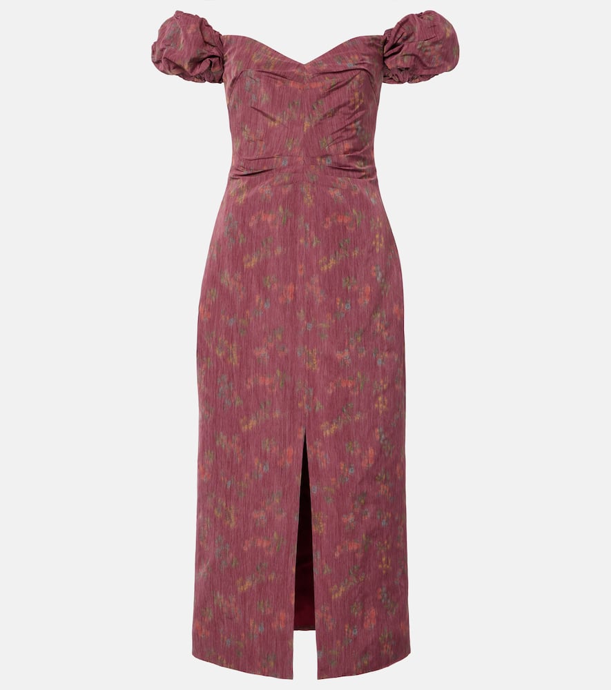 Markarian Adelaine Floral Puff Sleeves Gown In Brown