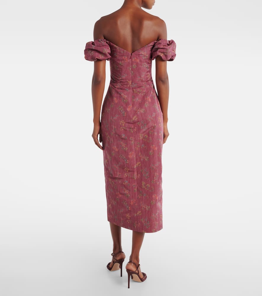 Markarian Adelaine Floral Puff Sleeves Gown In Brown