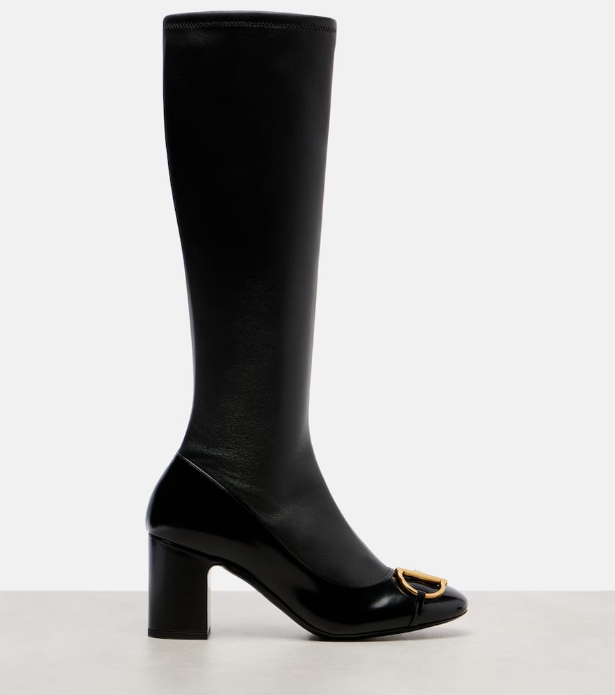 Gucci Alfa Horsebit 75 Leather Knee-high Boots In Animal Print