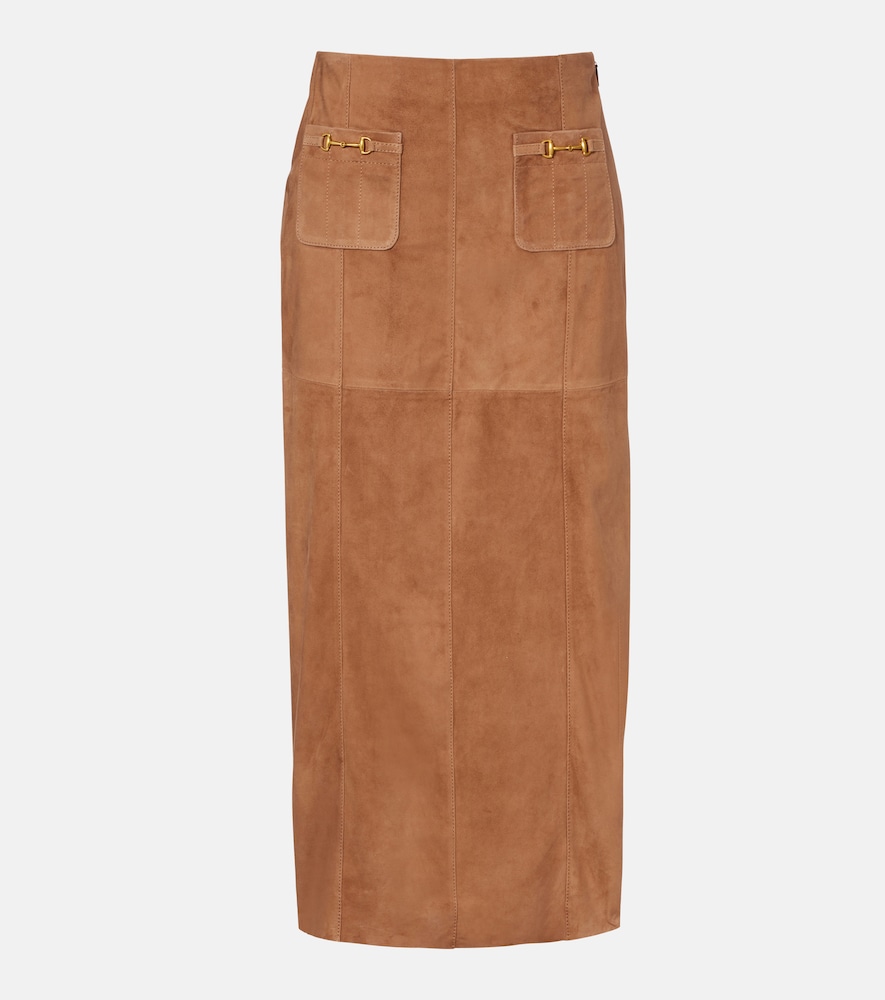 Rixo Edwina High Waist Suede Maxi Skirt