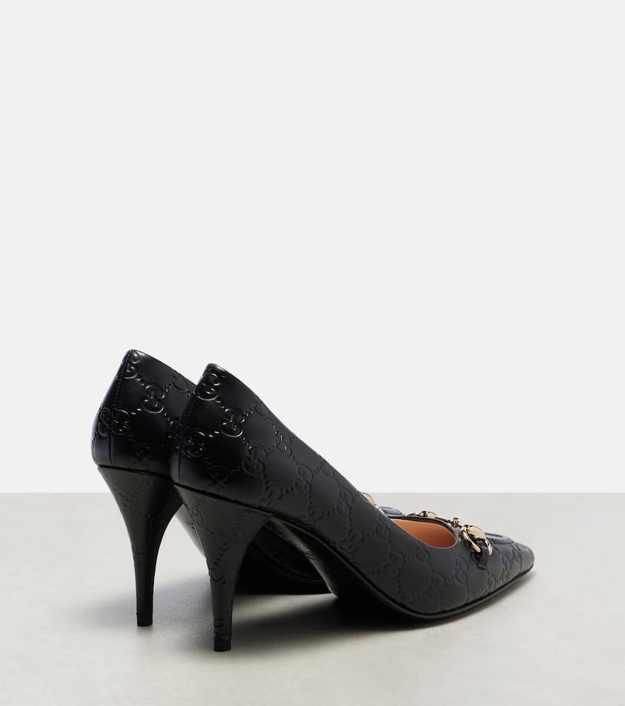 Gucci Gg Horsebit Leather Pumps In Black