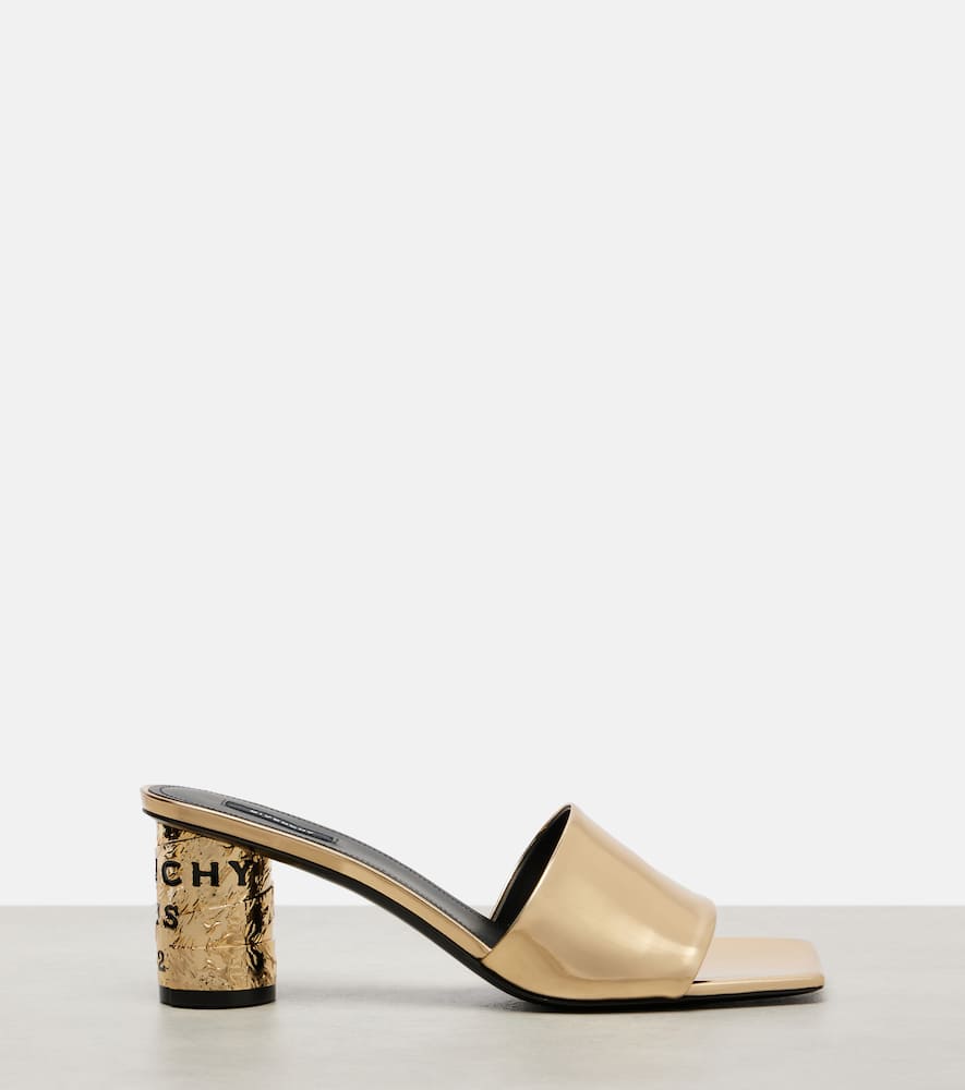 Givenchy Tape 65 Mirrored Leather Mules In Gold