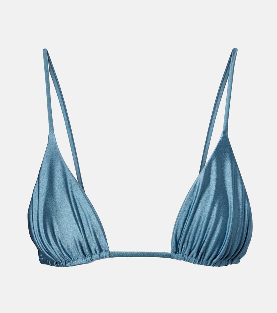 Jade Swim Via Metallic-effect Bikini Top In Blue
