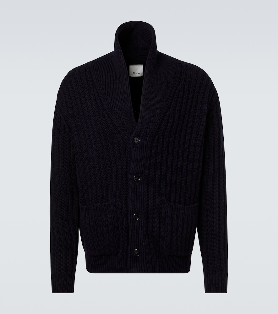 Allude Ribbed Knit Wool and Cashmere Cardigan