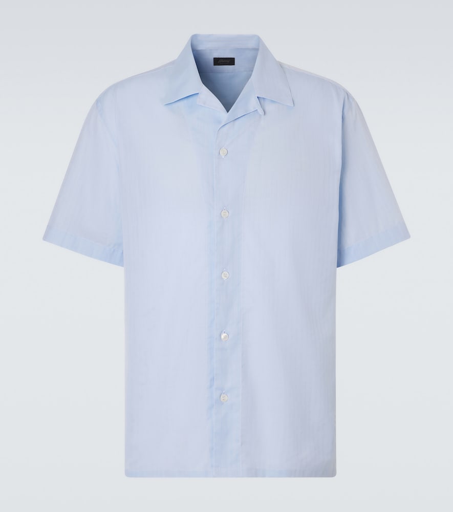 Brioni Striped cotton poplin bowling shirt