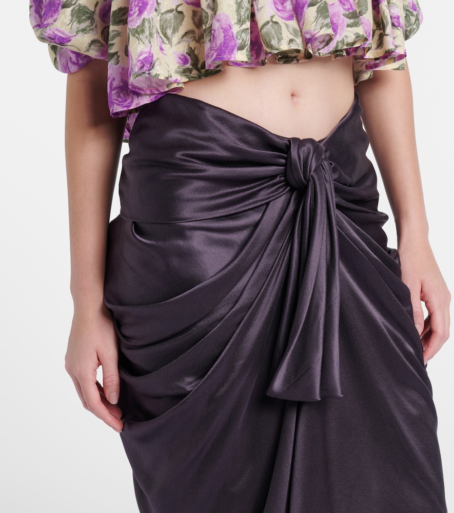  Chloe Chloé Falda Midi De Satén De Seda Fruncida 