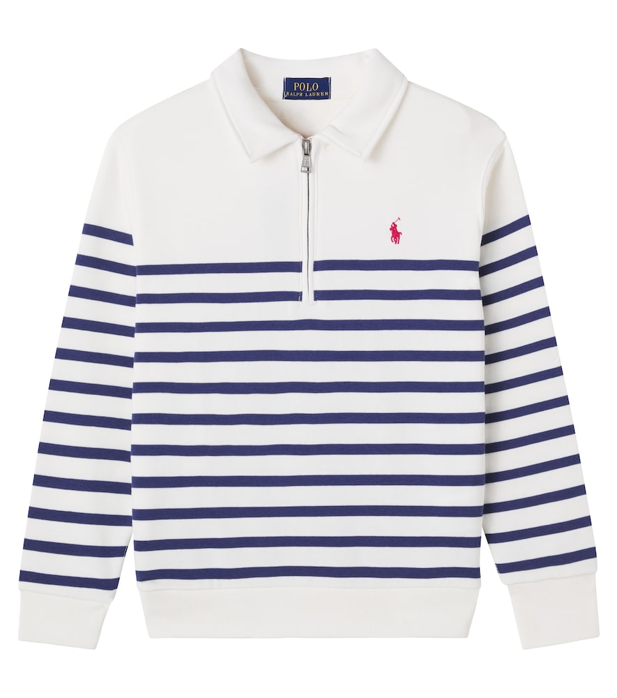 Polo Ralph Lauren Sweatshirt Aus Einem Baumwollgemisch Gestreift Kinder Weiß 140/146