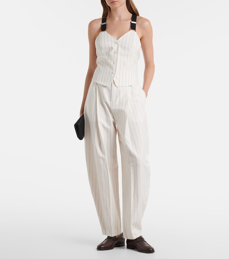 Ralph Lauren Collection Harlo striped cotton, linen and wool pants