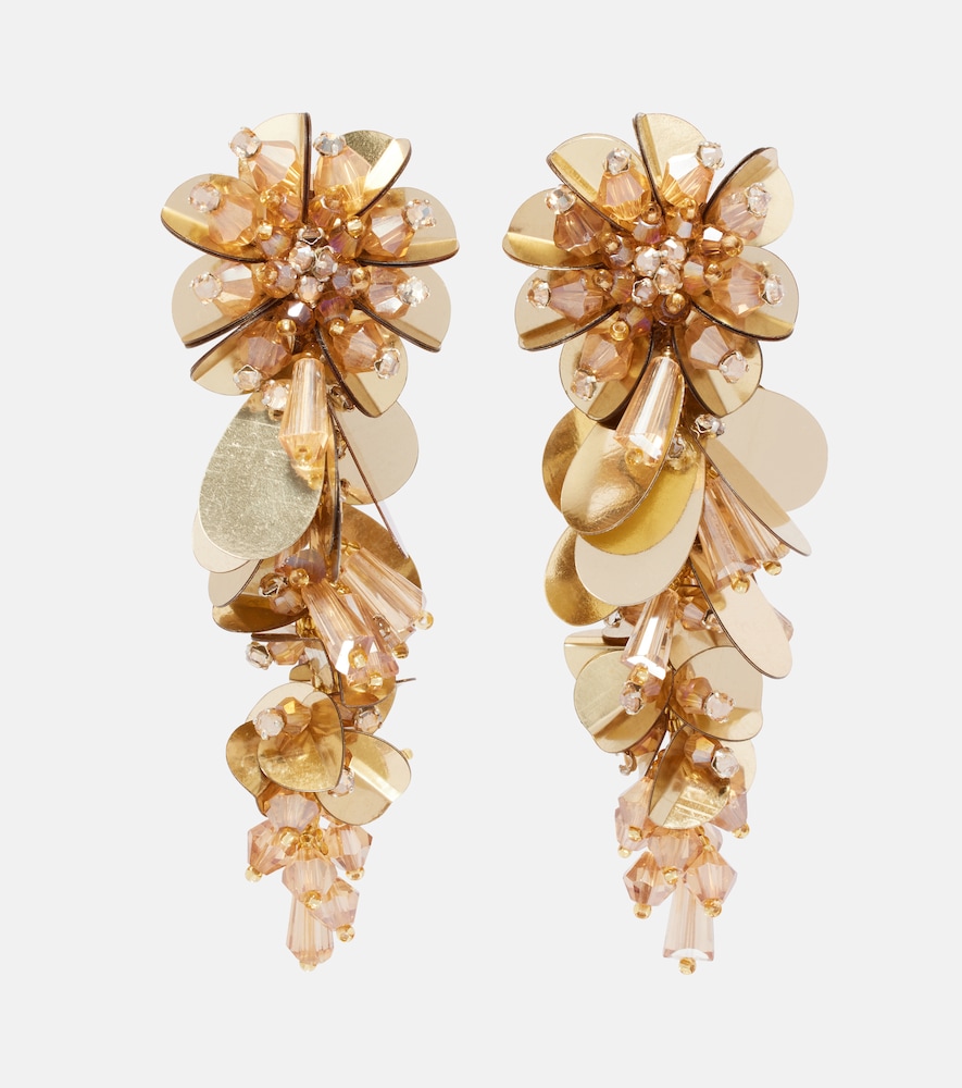 Oscar de la Renta Bouquet embellished drop clip-on earrings