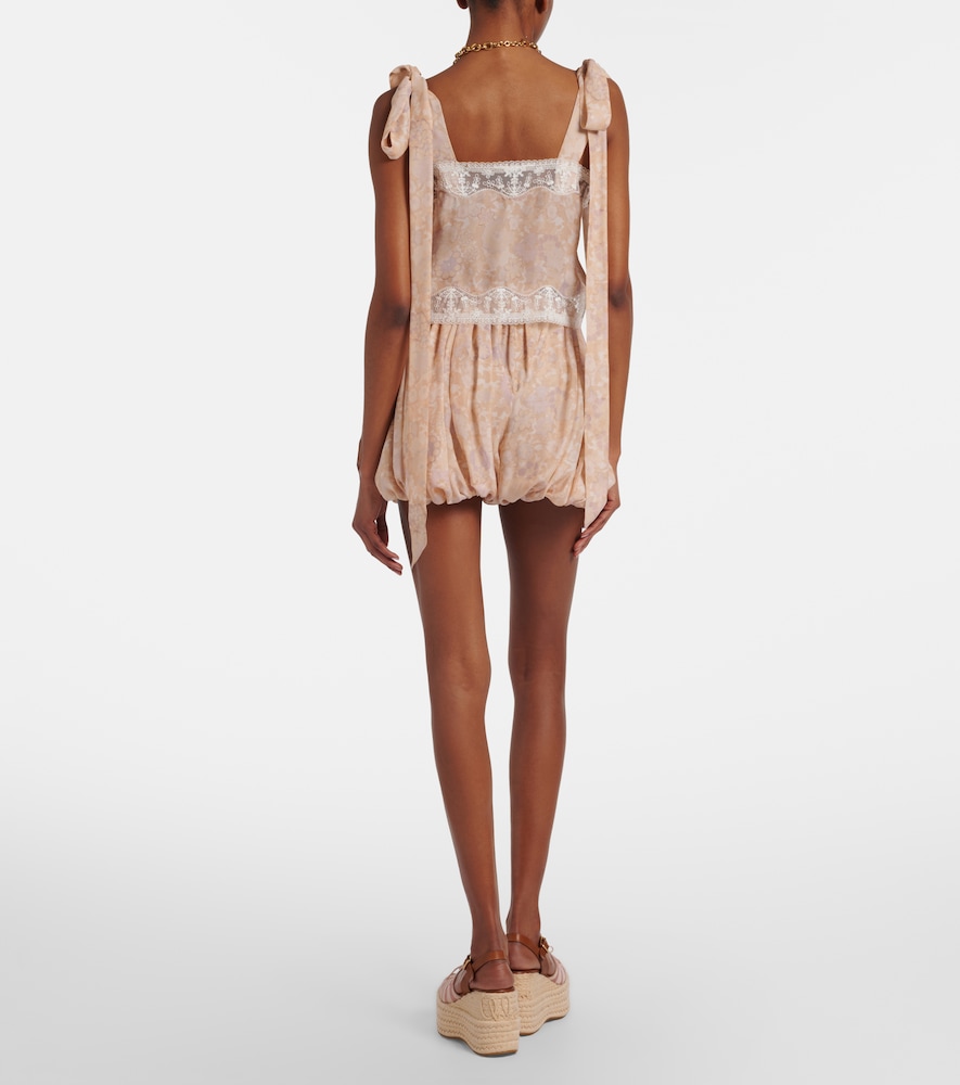 Chloé Floral Pleated Silk Charmeuse Shorts