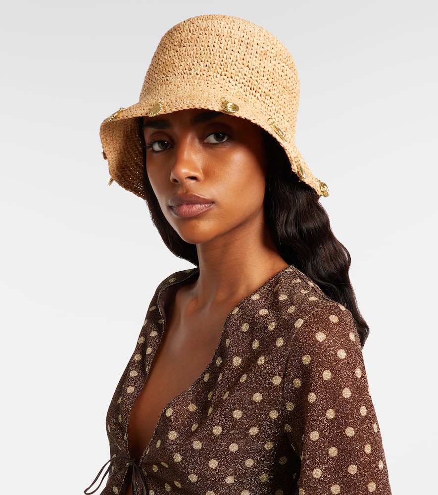 Oséree Embellished raffia bucket hat