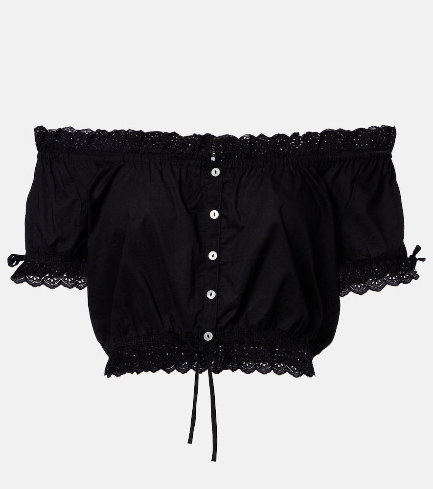 Poupette St Barth Nala broderie anglaise cotton poplin crop top