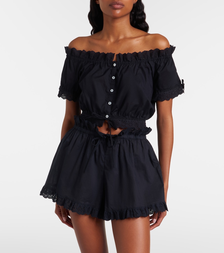 Poupette St Barth Nala broderie anglaise cotton poplin crop top