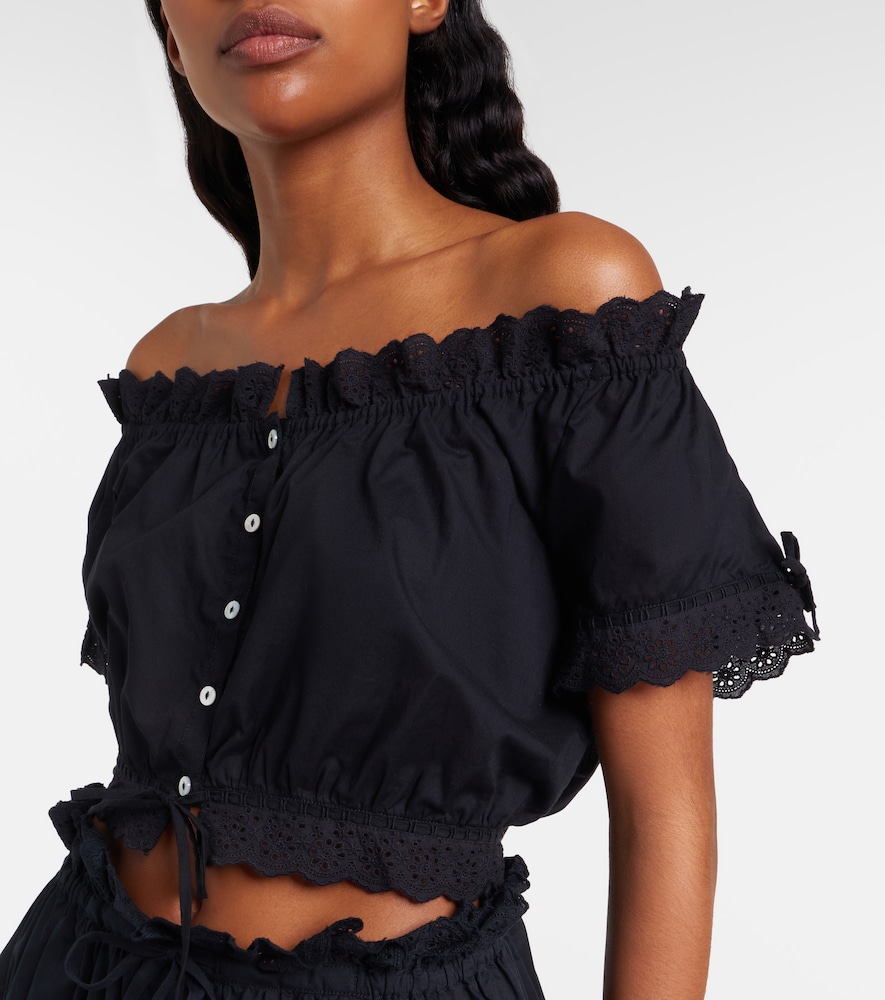 Nala Broderie Anglaise Cotton Poplin Crop Top