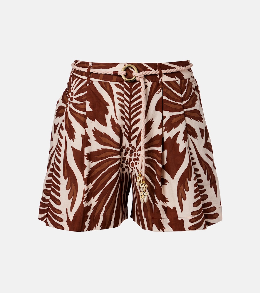 Poupette St Barth Chantal printed belted cotton shorts