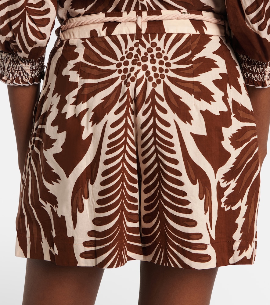  Poupette St Barth Poupette St Barth Chantal Printed Belted Cotton Shorts 
