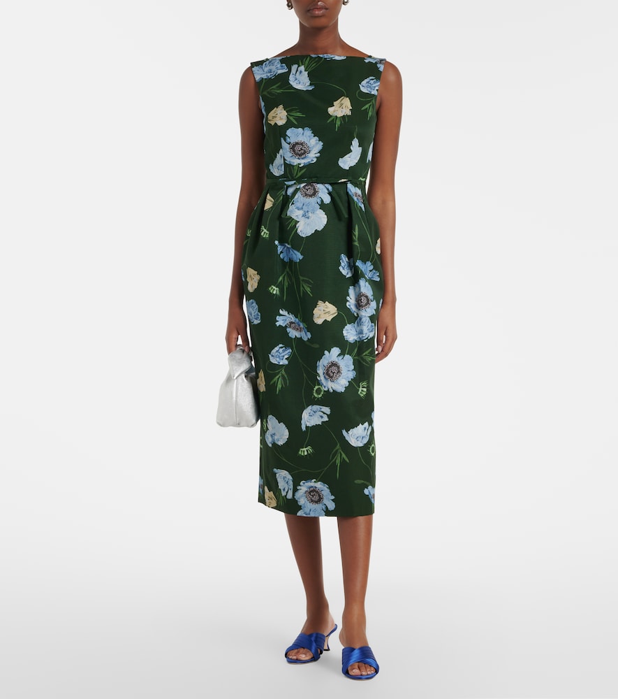 Erdem Floral cotton-blend faille midi dress