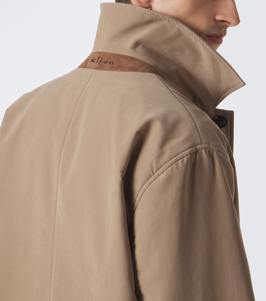 Kiton Technical Trench Coat In Beige