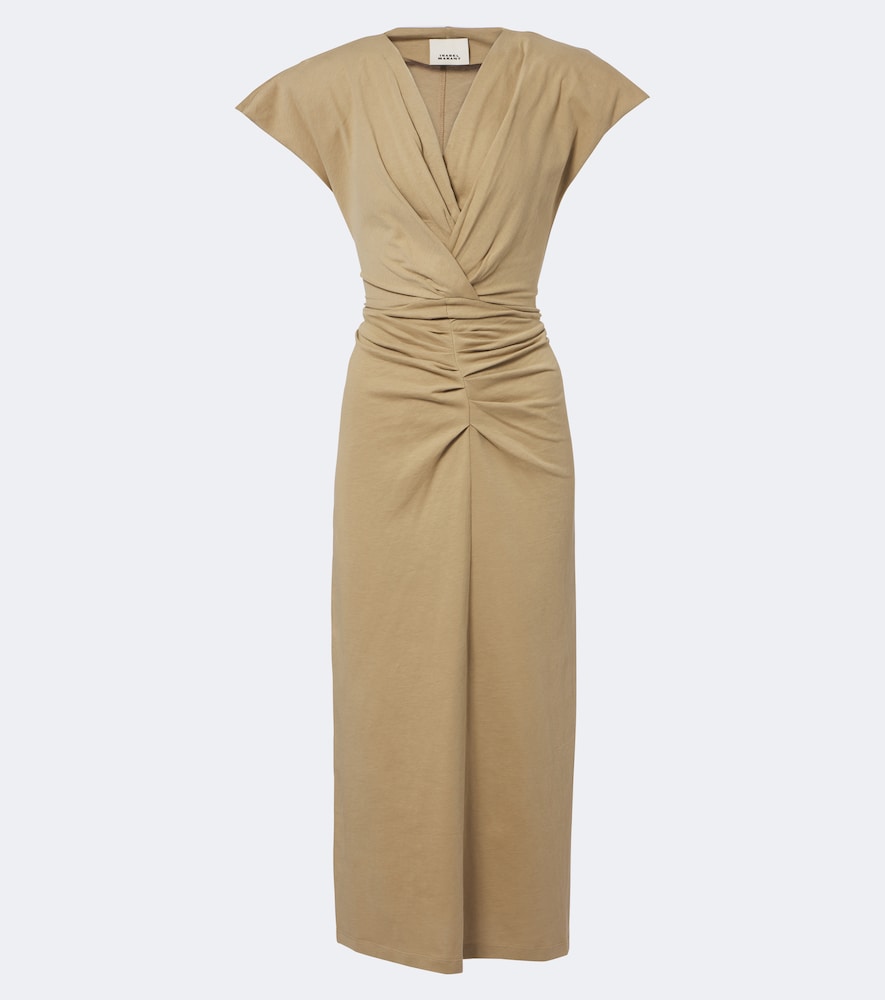 Isabel Marant Women's Beige Nadra Gathered Cotton Jersey Midi Dress UK Size 14 - Mytheresa