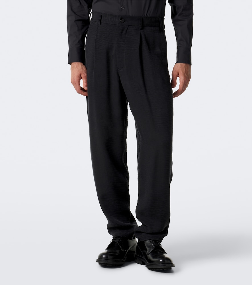 Pleated Jacquard Straight Pants