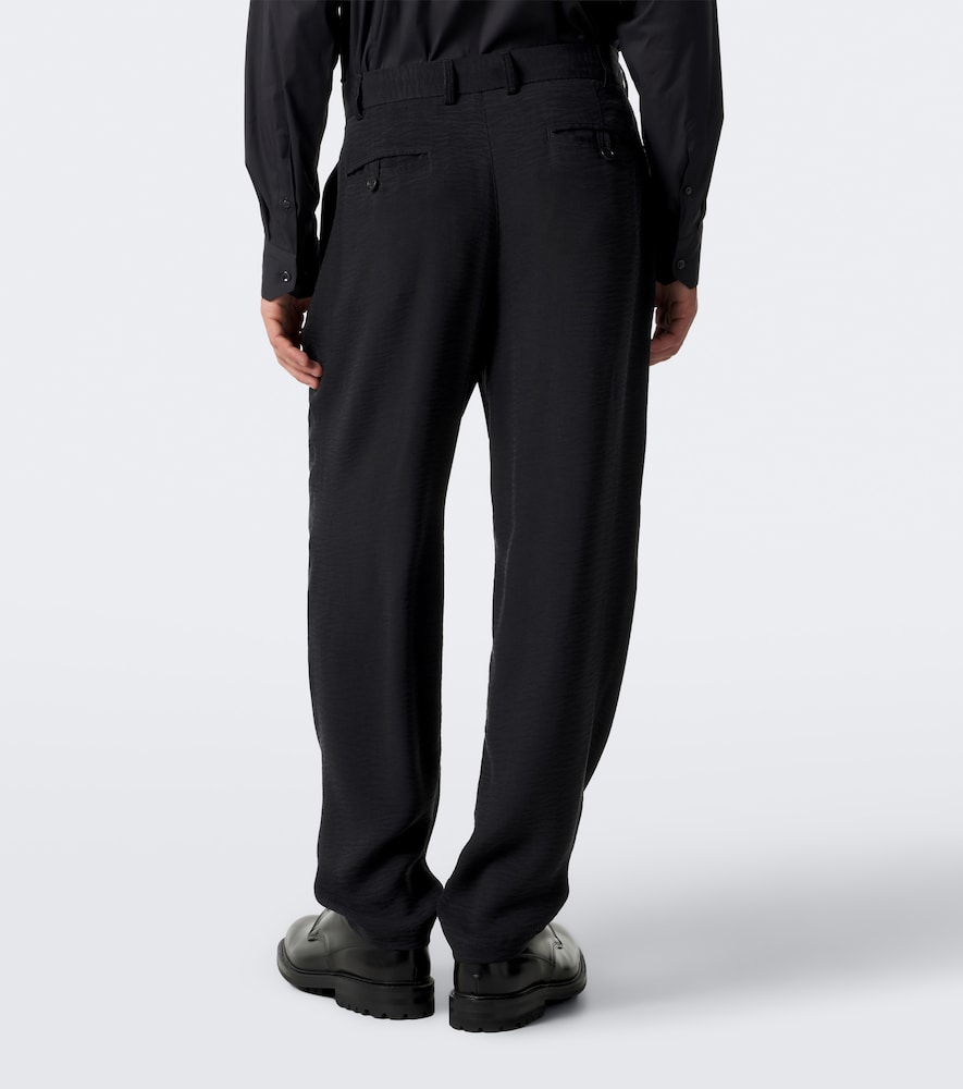 Pleated Jacquard Straight Pants