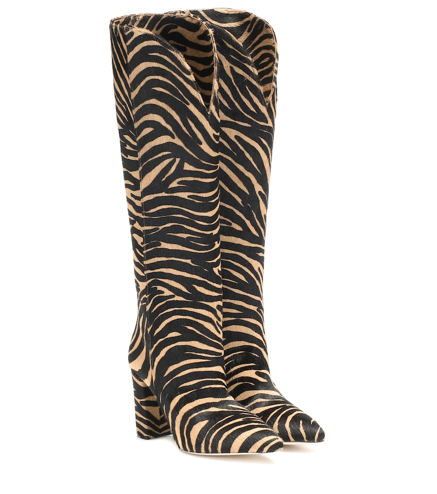 PARIS TEXAS ZEBRA-PRINT CALF HAIR KNEE-HIGH BOOTS,P00415493