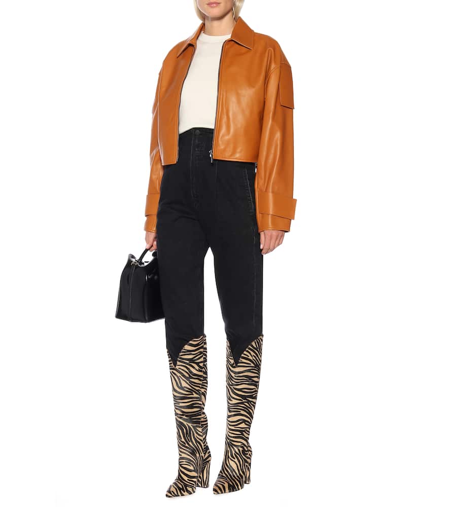 PARIS TEXAS ZEBRA-PRINT SUEDE KNEE-HIGH BOOTS,P00415493
